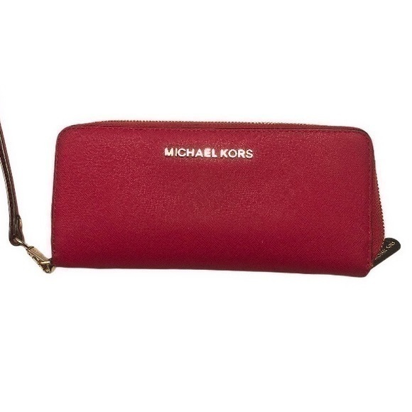 Michael Kors Handbags - Michael kors red leather wristlet wallet clutch